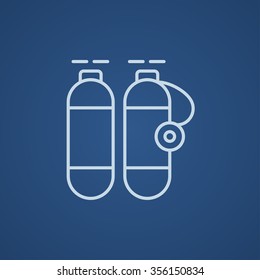 Oxygen tank line icon for web, mobile and infographics. Vector light blue icon isolated on blue background.