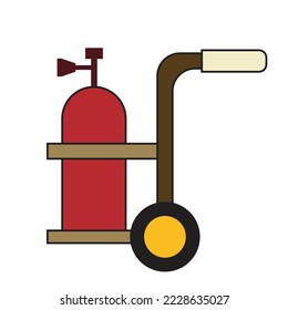 Oxygen tank or oxygen storage vessel - Medical illustration - Manufacturing vector -  transport cart  icon 