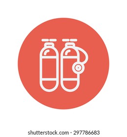 Oxygen tank thin line icon for web and mobile minimalistic flat design. Vector white icon inside the red circle.