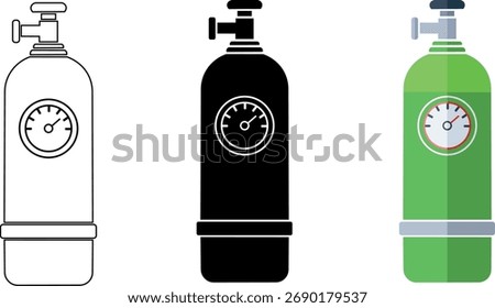 Oxygen Tank Vector Icon – Medical Gas Cylinder with Pressure Gauge