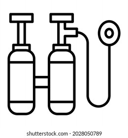 Oxygen Tank Vector Outline Icon Isolated On White Background
