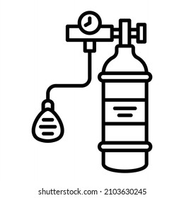Icono De Contorno Del Vector Del Tanque De Oxígeno Aislado En Fondo Blanco
