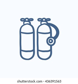 Oxygen tank vector sketch icon isolated on background. Hand drawn Oxygen tank icon. Oxygen tank sketch icon for infographic, website or app.