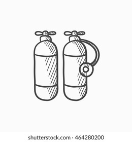 Oxygen tank vector sketch icon isolated on background. Hand drawn Oxygen tank icon. Oxygen tank sketch icon for infographic, website or app.