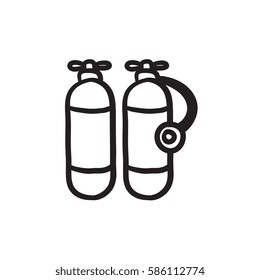Oxygen tank vector sketch icon isolated on background. Hand drawn Oxygen tank icon. Oxygen tank sketch icon for infographic, website or app.