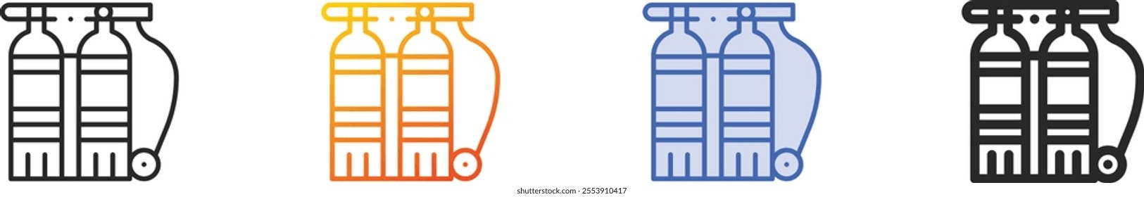 oxygen tanks icon.Thin Linear, Gradient, Blue Stroke and bold Style Design Isolated On White Background