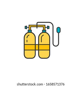 Oxygen tanks thin line icon and sign. Diving equipment, accessories. Scuba gear outline editable stroke color vector symbol