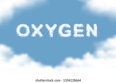 Oxygen text Cloud or smoke pattern design illustration isolated float on blue sky gradients background, vector eps 10