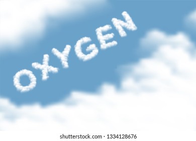 Oxygen text Cloud or smoke pattern design illustration isolated float on blue sky gradients background, vector eps 10