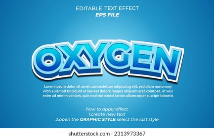 oxygen text effect, font editable, typography, 3d text. vector template
