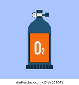 Oxygen Tube Flat Illustration Isolated on Blue Background