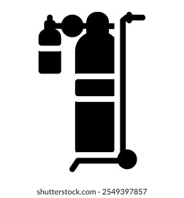 Oxygen tube icon in  Glyph Style. Black Fill