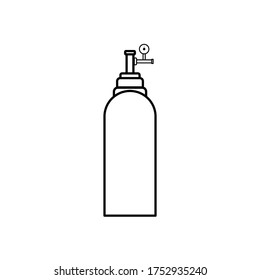 Sauerstoffrohrsymbol. einfach, flach, schwarz, umrissen. Gesundheits- und Medizinsymbol.