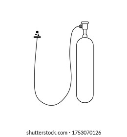icono del tubo de oxígeno. sencillo, plano, negro, contorno. icono de salud y médico.