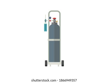 Oxygen Tube And Its Trolley, Simple Flat Illustration