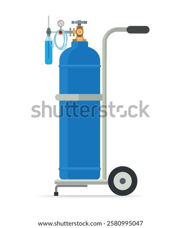 Oxygen tube and its trolley, vector illustration, stock illustration
