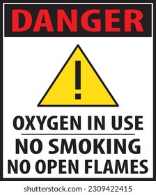 Oxygen in use no smoking of open flames warning sign vector