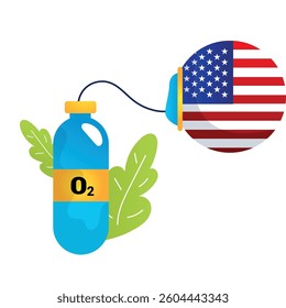 Oxygen vector cartoon illustration on the white background