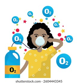 Oxygen vector cartoon illustration on the white background
