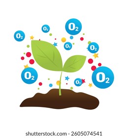 Oxygen vector cartoon illustration on the white background