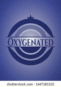 Oxygenated emblem with denim high quality background. Vector Illustration. Detailed.