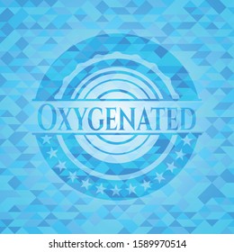 Oxygenated light blue emblem with mosaic background