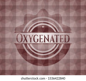 Oxygenated red seamless emblem with geometric pattern background.