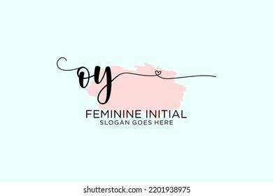 OY beauty monogram and elegant logo design handwriting logo of initial signature, wedding, fashion, floral and botanical with creative template.