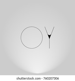 OY Black thin minimalist LOGO Design with Highlight on Gray background.