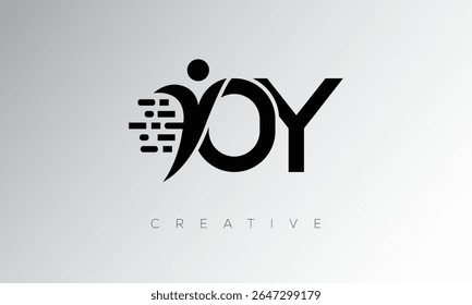 OY Creative Digital Monogram Logo – Futuristic Letter mark Design Featuring Human Shape, Pixel Motion and Minimal Tech Style for Innovative Branding Identity