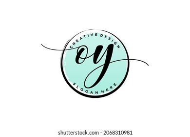 OY handwriting logo with circle template vector signature, wedding, fashion, floral and botanical with creative template.