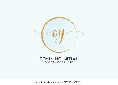 OY handwriting logo with circle template vector signature, wedding, fashion, floral and botanical with creative template.