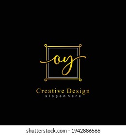 OY Initial calligraphy handwritten logo. Handwritten alphabet in the logo template. Letters and Alphabet for signature, wedding, fashion, floral and botanical logo design 