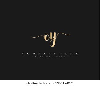 OY initial handwriting logo template with luxury color vector.