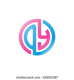 OY initial letters looping linked circle logo blue pink