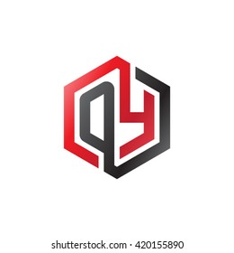 OY initial letters looping linked hexagon logo red black