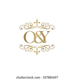 O&Y Initial logo. Ornament ampersand monogram golden logo