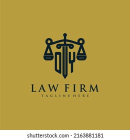 OY initial monogram for lawfirm logo with sword and scale