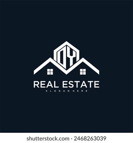 Logo de monograma inicial de OY para bienes raíces con diseño creativo de techo y Imagen para el hogar