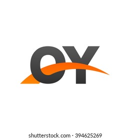OY initial overlapping swoosh letter logo black orange