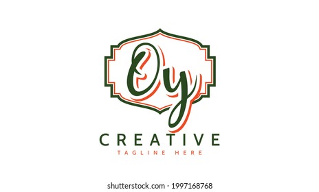 OY Initials, handwriting logo vector