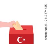 Türkiye seçimleri. Seçmen Sandığı. Oy Kullan. Oy ver. Yerel Seçimler. Hand voting in Turkish elections.