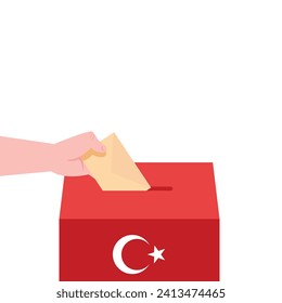 Türkiye seçimleri. Seçmen Sandığı. Oy Kullan. Oy ver. Yerel Seçimler. Hand voting in Turkish elections.