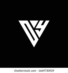 OY Logo letter monogram with triangle shape design template isolated on black background