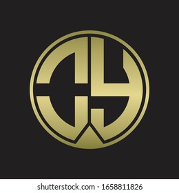 OY Logo monogram circle with piece ribbon style on gold colors