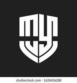 OY Logo monogram with emblem shield shape design isolated on black background