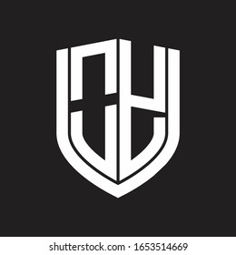 OY-Logo-Monogramm mit Emblem-Schild-Design einzeln auf schwarzem Hintergrund