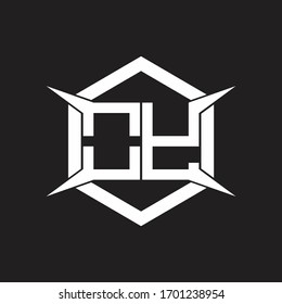 Monograma OY con modelo hexágono y de diseño de cuatro ejes