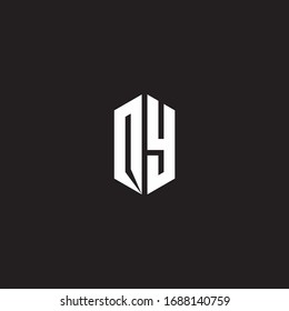 OY Logo monogram with hexagon shape style design template isolated on black background