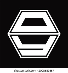 OY Logo monogram with hexagon shape up and down blackground design template